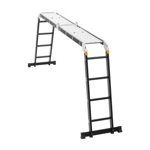 VEVOR Mehrzweckleiter, 7-in-1-Multifunktionsleiter, A-Rahmen mit 4 Stufen und Gerüstbrett, Teleskopleiter, Leitergerüst 4650 mm, strapazierfähig, 150 kg Tragkraft, für den Außenbereich – Bild 9