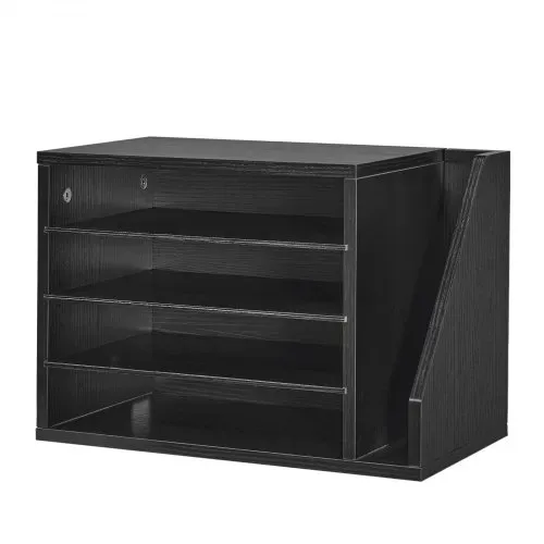 VEVOR Briefablage mit 4 Fächern & Herausnehmbaren Regalböden, Dokumentenablage aus Holz mit Stehsammler, Aktenhalter für Büro Klassenzimmer, Literaturorganizer für Akten Dokumenten Papier, Schwarz – Bild 10