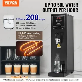 VEVOR Gewerblicher Heißwasserspender 20 L, 1,5 kW Wasserkocher Elektrisch mit Heizrohr aus Edelstahl 316, Stufenweise Schnellaufheizung 50 L/h Heißwasserbereiter für Cafés Teestuben Restaurants Büros VEVOR Gewerblicher Heißwasserspender 20 L, 1,5 kW Wasserkocher Elektrisch mit Heizrohr aus Edelstahl 316, Stufenweise Schnellaufheizung 50 L/h Heißwasserbereiter für Cafés Teestuben Restaurants Büros