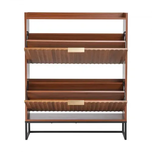 VEVOR Schuhschrank mit 2 Klappen, platzsparender Schuhkipper & Kippschutz, freistehender Schuhregal-Organizer für den Eingang Flur Wohnzimmer Veranda, Schuhregal 80 x 24 x 100 cm Braun – Bild 10