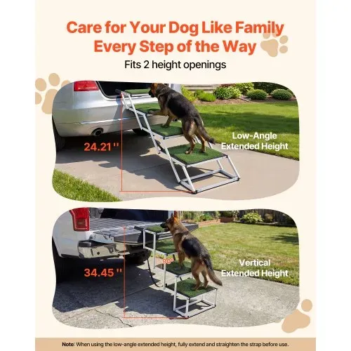 VEVOR Hundetreppe Auto Klappbar 4-Stufig, Extra Breite Hunderampe für Große Hunde mit Rutschfester Oberfläche, Tragbare Einstiegshilfe für Auto, SUV, LKW, Hochbett, Sofa, Tragkraft bis 90 kg VEVOR Hundetreppe Auto Klappbar 4-Stufig, Extra Breite Hunderampe für Große Hunde mit Rutschfester Oberfläche, Tragbare Einstiegshilfe für Auto, SUV, LKW, Hochbett, Sofa, Tragkraft bis 90 kg