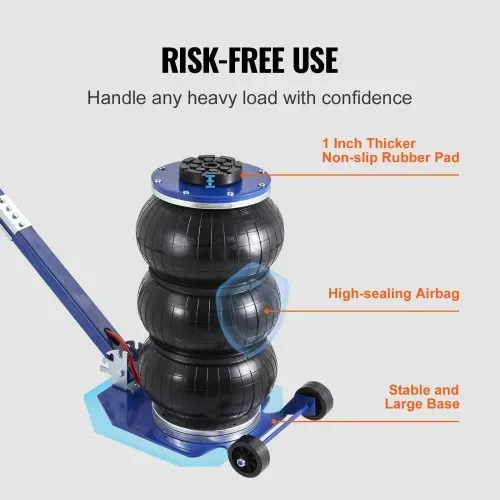 VEVOR Pneumatischer Wagenheber Air Jack 3 t, Blau Dreifachbeutel Luftheber 140-450 mm Hubhöhe Sack Luftwagenheber, 5 Minuten Hub Luftheber Wagenheberheber Wagenheber für SUV, Lkw Blau – Bild 5