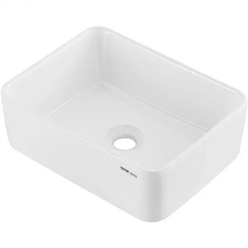 VEVOR Rechteckiges Aufsatzwaschbecken Waschbecken, 406 x 305 x 133 mm, Badezimmer-Aufsatzwaschbecken über der Theke, Keramikwaschbecken moderner Stil, für Toiletten, Hotels, Restaurants, helles Weiß – Bild 8
