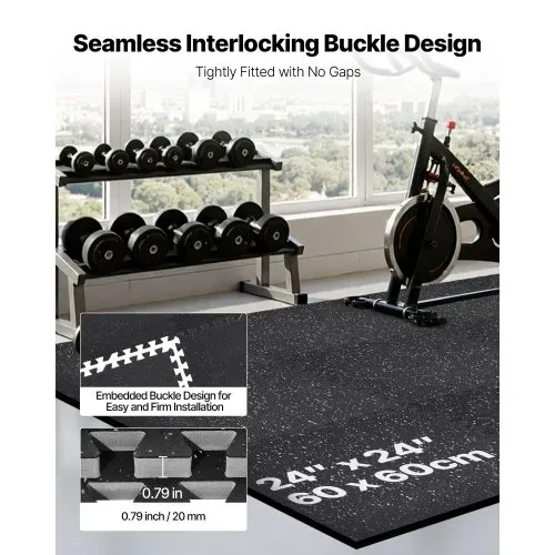 VEVOR 12 x Puzzlematte Bodenschutzmatte 61 x 61 x 2 cm, Hochdichte EVA-Schaumstoffmatte, Ineinandergreifende Fitnessmatte Gymnastikmatte Sportmatte, Trainingsmatte (Schwarz) mit Grauen Punkten – Bild 4