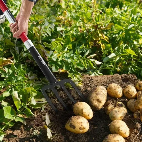 VEVOR Dunggabel, 4-Zinken-Heugabel mit Fiberglasstiel, 1150 mm Mistgabel, Mistforke mit Y-Griff, Spatengabel aus geschmiedetem Stahl für Heu, Kartoffelkompostierung, Umpflanzen und Belüftung – Bild 7