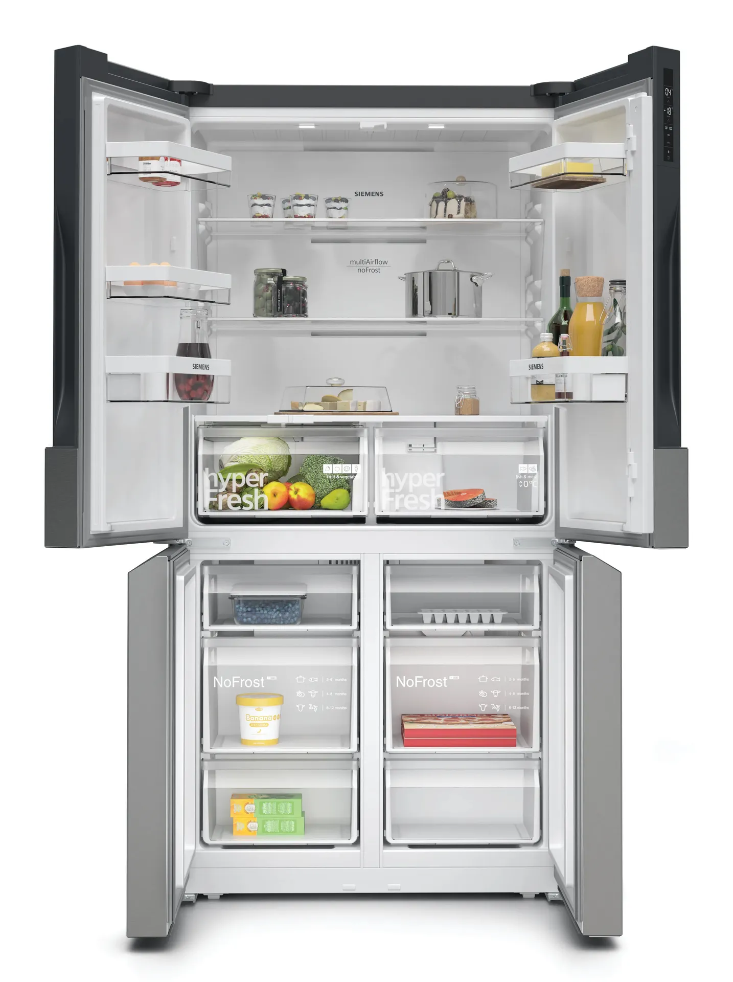 Siemens iQ300 KF96NVPEA Side-by-Side Kühlkombination Freistehend 605 l Silber – Bild 2