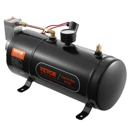 VEVOR 12-V-Luftkompressor-Set mit Tank 3 L, Zughorn-Luftkompressor-Satz, 90-120 psi Arbeitsdruck, Integriertes Luftkompressorsystem für Zug-Lufthupen, Aufpumpen von Reifen, LKWs, SUVs usw. Schwarz – Bild 10