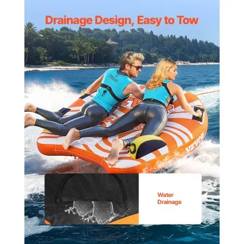 VEVOR Fun Tube Set zum Bootfahren, Aufblasbare Schleppboote für 1–2 Personen, 154 kg Wassersport-Schleppschlauch zum Ziehen von Booten – mit Flossen, doppelt genähter Nylonhülle & gepolsterten Griffen – Bild 5