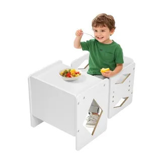 VEVOR Montessori Tisch Stuhlset Kleinkindertischset (1 Tisch + 1 Stuhl) aus Holz für 1–5-Jährige, höhenverstellbarer Aktivitätstisch Spieltisch für Kinder, ideal zum Lesen Essen Spielen – Weiß VEVOR Montessori Tisch Stuhlset Kleinkindertischset (1 Tisch + 1 Stuhl) aus Holz für 1–5-Jährige, höhenverstellbarer Aktivitätstisch Spieltisch für Kinder, ideal zum Lesen Essen Spielen – Weiß