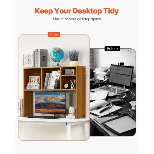 VEVOR Schreibtisch Bücherregal 1-stufiger Organizer (94 x 24 x 73 cm) Tischregale Schreibtisch Organizer Ausstellungsregal aus Spanplatten mit rutschfesten Füßen, für Büro Wohnheim, Holzfarbe VEVOR Schreibtisch Bücherregal 1-stufiger Organizer (94 x 24 x 73 cm) Tischregale Schreibtisch Organizer Ausstellungsregal aus Spanplatten mit rutschfesten Füßen, für Büro Wohnheim, Holzfarbe