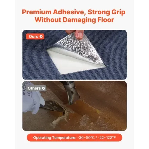 VEVOR Teppichfliesen 609,6 x 609,6 x 5 mm, 15er-Pack, selbstklebender Teppichboden mit Fläche von 5,5 m², Teppich Bodenbelag, einfacher DIY-Austausch für Wohnzimmer und Büro, Grau – Bild 4