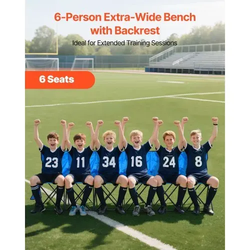 VEVOR tragbare Mannschaftsbank Sitzbank Campingbank (4 Personen) mit Seitentaschen & Tragetasche, Klappbank mit Rückenlehne, Seitenbank Seitensitzbank für Fußball Baseball Outdoor Blau VEVOR tragbare Mannschaftsbank Sitzbank Campingbank (4 Personen) mit Seitentaschen & Tragetasche, Klappbank mit Rückenlehne, Seitenbank Seitensitzbank für Fußball Baseball Outdoor Blau
