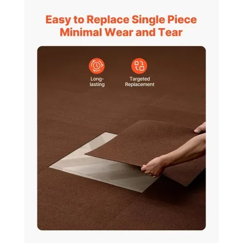 VEVOR Teppichfliesen 609,6 x 609,6 x 5 mm, 20er-Pack, selbstklebender Teppichboden mit Fläche von 7,4 m², Teppich Bodenbelag, einfacher DIY-Austausch für Wohnzimmer und Büro, Dunkelbraun – Bild 5