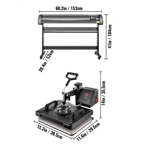 VEVOR 38x30cm Heißpresse maschine 5 In 1 Transferpresse hitzepressemaschine und 1350mm Vinyl Cutter Plotter Cutting Plotter Desktop Machine – Bild 7