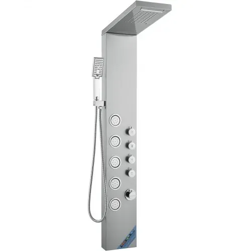 VEVOR Duschsäule Duschsystem Duscharmatur, 4 Duschmodi, Duschset, Regenfall, Wasserfall, 5 Ganzkörpermassagedüsen und Handbrause mit 3 Einstellungen und 1,5 mSchlauch, Wandduschset aus Edelstahl – Bild 10