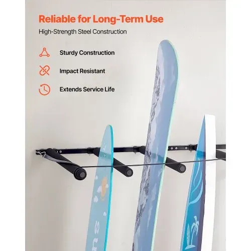 VEVOR Surfbrett-Wandhalterung (5 Ebenen) vertikales Surfbrett-Rack Aufhänger zur Aufbewahrung & Präsentation, verstellbarer Organizer für Kiteboards Shortboards Skier Snowboards Schwarz – Bild 4