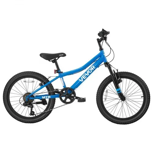 VEVOR Mountainbike 20 Zoll 6-Gang Fahrrad aus Kohlenstoffstahl Blau für Freizeitfahrten & Leichte Offroad-Touren, 80 kg Tragkraft, Klingel, Verstellbarem Sattel, Lichthalterung und Doppelbremse – Bild 10