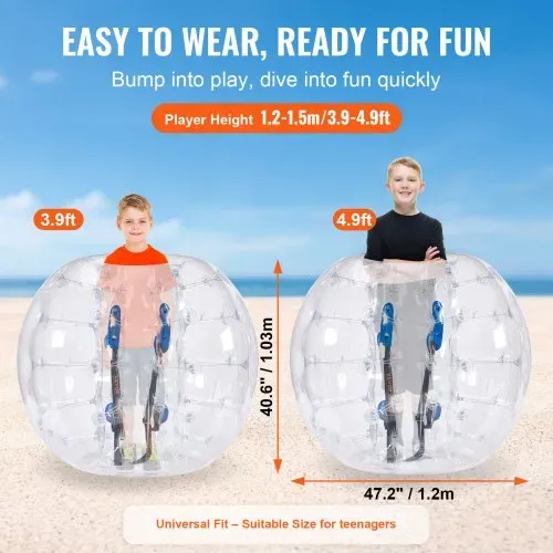 VEVOR Aufblasbarer Bump Ball Bumper Stoßball 1 Stk. 1,2 m x 1,03 m, Menschlicher Kollisionsball, PVC-Körperblasen-Bounce-Ball für Outdoor-Aktivitäten, Transparente Punkte Aufblasbarer Bumper Ball – Bild 2