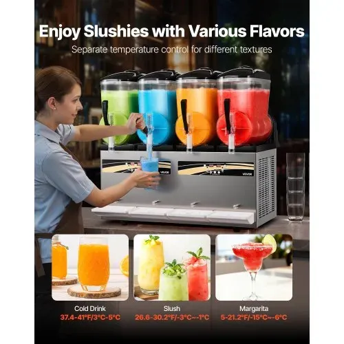 VEVOR Slush Maschine 4 x 12 L, Slusheis Eisbereiter 1650 W (kein Eis Nötig), Elektrische Margarita-Maschine mit Selbstreinigungsfunktion, Geeignet für Frozen Margaritas Frappés Milchshakes Shakes – Bild 2