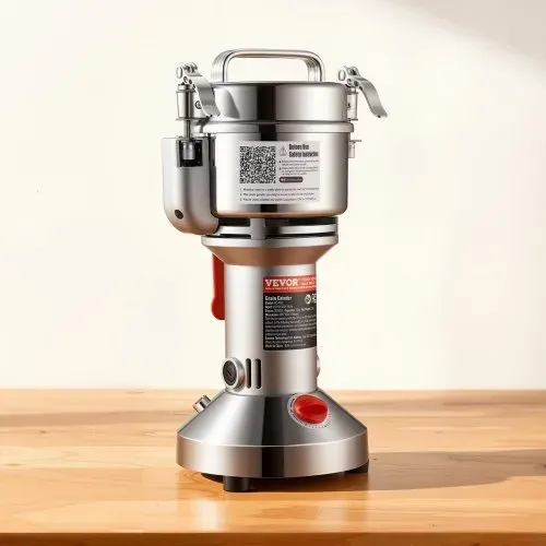 VEVOR elektrische Getreidemühle Hochgeschwindigkeits-Gewürzmühlen 1500 W 300 g, Pulverisiermaschine aus Edelstahl, für trockene Körner Gewürze Müsli Kaffee Mais Pfeffer Silber 180 x 160 x 355 mm – Bild 7