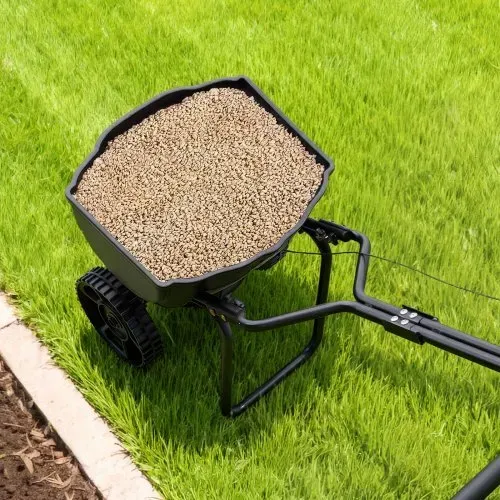 VEVOR Streuwagen 6,8 kg Fassungsvermögen, Düngerstreuer 3 m Streubreite, Schleuderstreuer mit 25,4 cm Reifen, einstellbarer Streumenge, Staatsgutstreuer für Dünger & Saatgut im Hausgarten – Bild 7