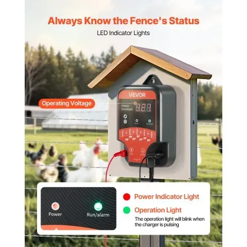 VEVOR Weidezaungerät, 12 kV 3 J, AC/DC Elektrozaungerät mit LED-Anzeige, Reichweite 3 km, leistungsstarkes Plug-in-Ladegerät, zum Schutz von Eindringen vor Wildtieren für Nutztiere & Geflügel – Bild 4