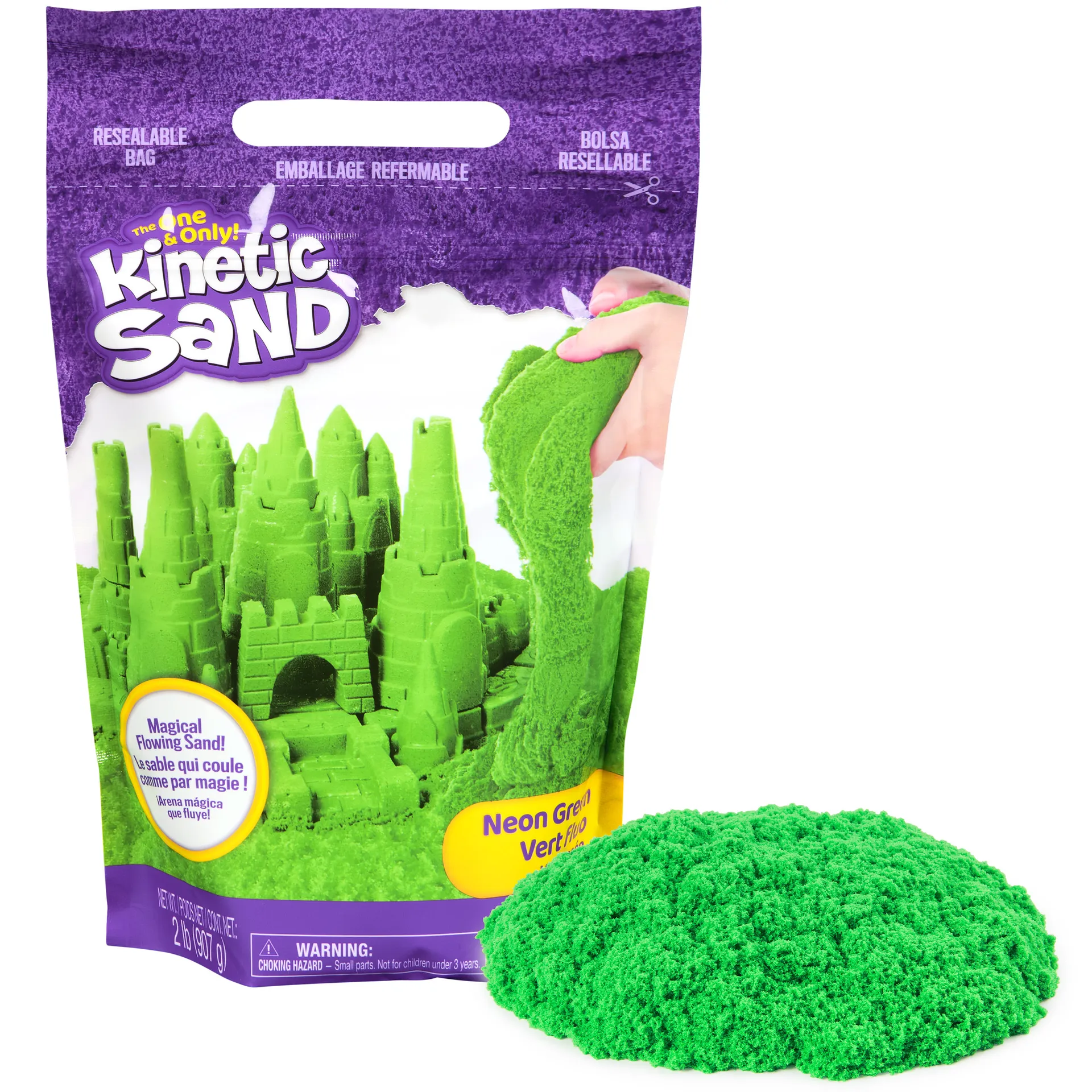 Kinetic Sand - Grüner Sand im Beutel, 907 g, original magischer Sand aus Schweden für Indoor-Sandspiel, für Kinder ab 3 Jahren, fördert Feinmotorik, wiederverschließbar – Bild 5