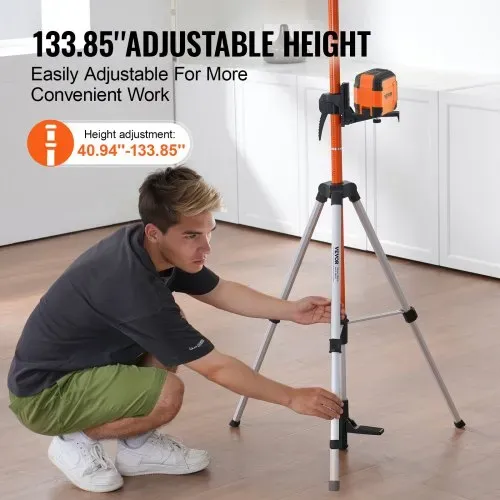 VEVOR Laser-Wasserwaagen-Stativ, 1/4"-20 & 5/8"-11 Gewindehalterung, 40,94-133,85 Zoll Höhenverstellung mit Wasserwaage und robustem Ständer, ausziehbares, leichtes Aluminium-Stativ für Laserscanner – Bild 2