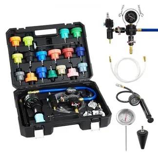 VEVOR Kühlmitteldruckprüfer Set 47-tlg. Kühlwasser Befüllgerät mit 3 Metalladaptern, universelle Passform, Druckprüfwerkzeug für Kfz-Kühlsysteme, mit Druckpumpe und Kunststofffüller VEVOR Kühlmitteldruckprüfer Set 47-tlg. Kühlwasser Befüllgerät mit 3 Metalladaptern, universelle Passform, Druckprüfwerkzeug für Kfz-Kühlsysteme, mit Druckpumpe und Kunststofffüller
