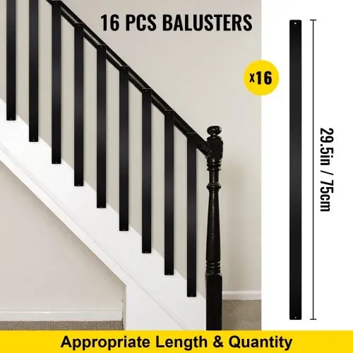VEVOR Terrassenbaluster, 16er-Pack Metall-Terrassenspindeln, 29,5 x 1 Zoll Treppenbaluster mit Schrauben, Terrassengeländer aus Aluminiumlegierung für Holz- und Verbundterrassen, stilvoller Baluster für Außentreppenterrassen – Bild 2