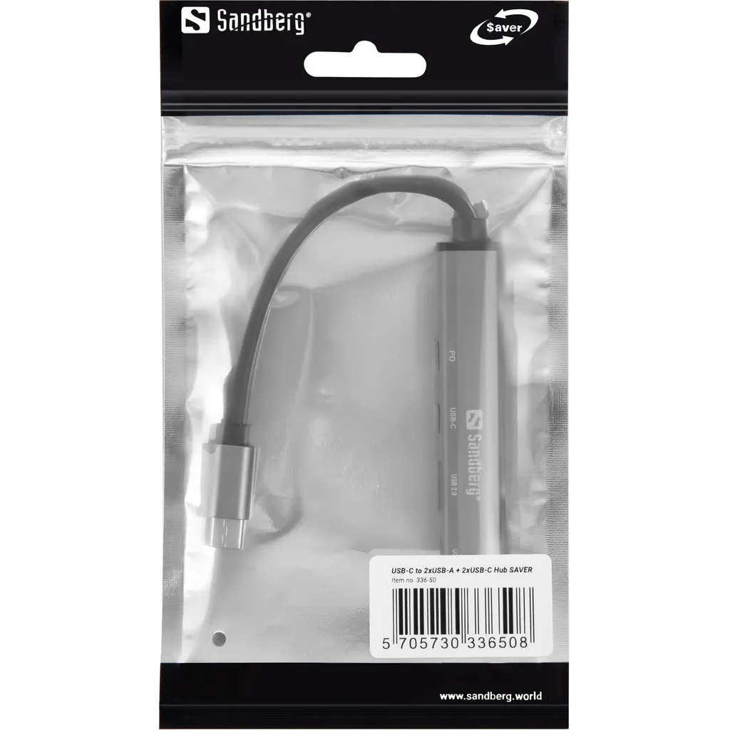 Sandberg 336-50 Schnittstellen-Hub USB Typ-C 5000 Mbit/s Grau – Bild 4