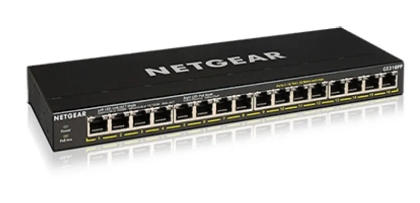NETGEAR GS316PP Unmanaged Gigabit Ethernet (10/100/1000) Power over Ethernet (PoE) Schwarz NETGEAR GS316PP Unmanaged Gigabit Ethernet (10/100/1000) Power over Ethernet (PoE) Schwarz