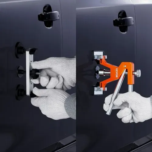 VEVOR 56-teiliger Brücken-Ausbeulen-Abzieher Dellen-Reparaturset, inkl. 20 Abziehlaschen & 6 x Brückenabziehlaschen, Aluminium Ausbeulwerkzeug Entfernung von Beulen, für Autos, Kühlschränken usw. – Bild 7