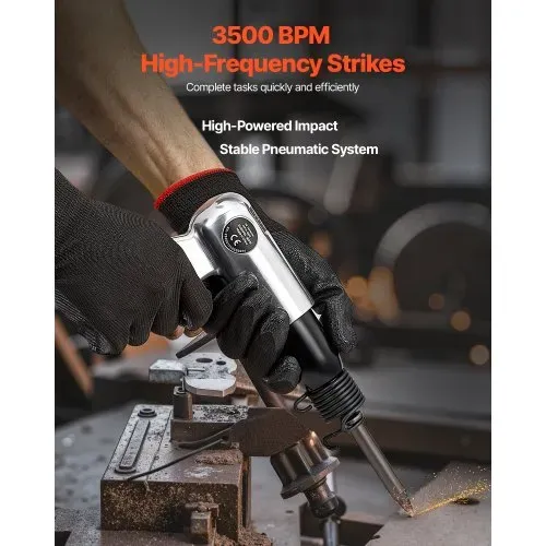 VEVOR Druckluft Meißelhammer, 3500 BPM Pneumatischer Hammer mit 70mm Hub & 4 Meißeln mit rundem Schaft, kompakter Druckluftmeißel mit Pistolengriff, Schaufelwerkzeug zum Schneiden, Stanzen, Schaben VEVOR Druckluft Meißelhammer, 3500 BPM Pneumatischer Hammer mit 70mm Hub & 4 Meißeln mit rundem Schaft, kompakter Druckluftmeißel mit Pistolengriff, Schaufelwerkzeug zum Schneiden, Stanzen, Schaben