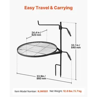 VEVOR Schwenkbarer Lagerfeuergrill mit Grillrost 62 cm Kohlenstoffstahl, Höhenverstellbarer Schwenkgrill mit Grillständer, Drehbarer Outdoor-Grill für offenes Feuer, Camping und Garten, Schwarz VEVOR Schwenkbarer Lagerfeuergrill mit Grillrost 62 cm Kohlenstoffstahl, Höhenverstellbarer Schwenkgrill mit Grillständer, Drehbarer Outdoor-Grill für offenes Feuer, Camping und Garten, Schwarz