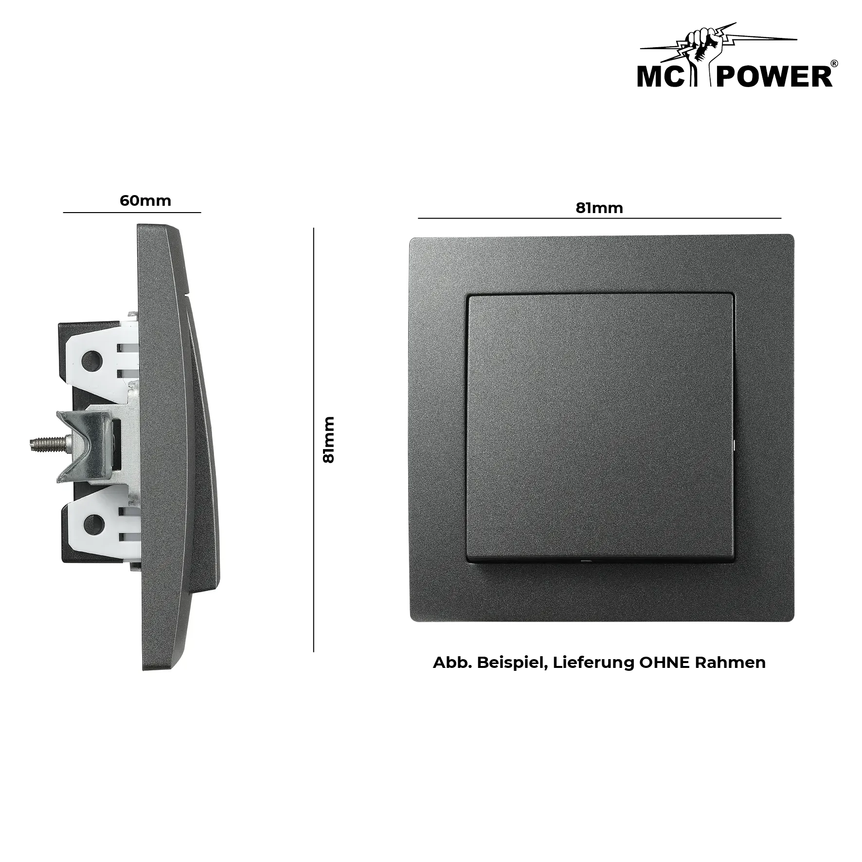 Wechselschalter McPower ''Flair'', 250V~/10A, UP, Steckanschluss, anthrazit – Bild 3