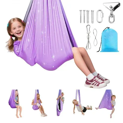 VEVOR Aerial Yoga Hängematte Set aus doppellagigem Stoff, Aerial Yoga Swing Air Fliegen, Yoga-Schaukel mit 360°-Drehaufhängung & O-Sling & 136,07 kg Max. Tragfähigkeit, Deckenschaukeln Rosa+Blau – Bild 8