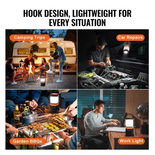 VEVOR LED-Campinglaterne, 1000 lm, 360°-Beleuchtung, 4 Beleuchtungsmodi, batteriebetriebene Campinglampe, Taschenlampe für den Außenbereich, ideal zum Wandern, Angeln, Stromausfälle & Reparaturen – Bild 5