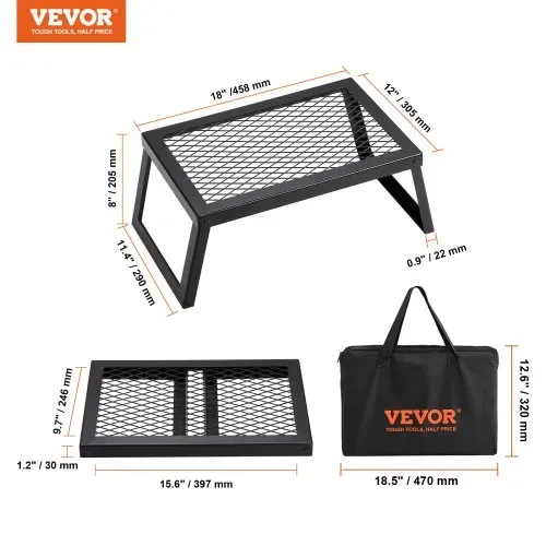 VEVOR BBQ Gills Holzkohlegrill Klappgrill 458 x 305 x 205 mm, Tischgrill Tragbarer Reisegrill 6 kg Belastbar, Outdoor Faltbar Picknickgrill Campinggrill Schwarz 300 ℃, für Terrasse, Camping, Party – Bild 6
