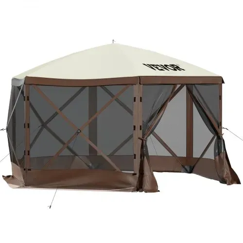 VEVOR Faltpavillon, 3,05 x 3,05 m, 6-seitiges Pop-up-Camping-Überdachungszelt mit Netzfenstern, tragbarer Tragetasche, Erdspießen, große gartenpavillon für Outdoor-Camping, Rasen und Hinterhof – Bild 9