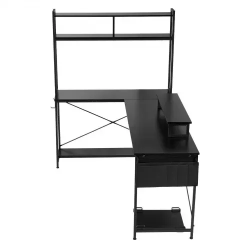 VEVOR Gaming Tisch L-Form 1,7 m, Gamertisch mit Monitorständer & Verschiebbarem CPU-Ständer, Ecktisch 68 kg Tragfähigkeit, Eckschreibtisch Computertisch, Arbeitsstation für Homeoffice – Bild 10