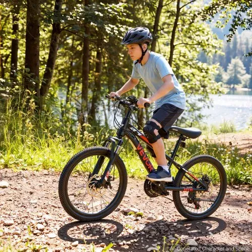 VEVOR Mountainbike 20 Zoll 21-Gang Fahrrad aus Kohlenstoffstahl Schwarz für Freizeitfahrten & Leichte Offroad-Touren, 80 kg Tragkraft, Klingel, Reflektoren und Lichthalterung für Gute Sichtbarkeit – Bild 7