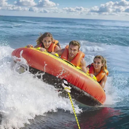 VEVOR Schleppschlauch zum Bootfahren, Aufblasbare Bootsschläuche und Schleppboote für 1–3 Personen, 510 lbs, 63 Zoll runde Wassersport-Schleppschläuche zum Ziehen von Booten, Vollnylon-Überzug – Bild 7