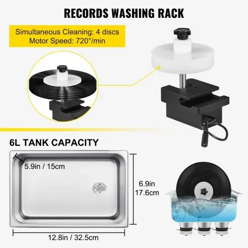 VEVOR 6 L digitaler Ultraschall Schallplatten Reinigungsgerät Edelstahl, 33 x 18 x 28,5 cm Ultraschallreinigungsgerät Ultraschallreiniger Ultraschallgerät Heizung Digital Brille Uhren Schmuck – Bild 5