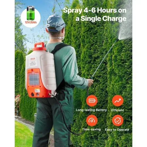 VEVOR Akku Drucksprüher 15L Rückensprüher 8Ah-Lithium-Ionen-Akku Drucksprühgerät 90PSI Düngersprüher 4,1L/min Gartensprüher mit Schultergurte Pflanzensprüher Gartenbewässerung Desinfektion Autowäsche – Bild 2
