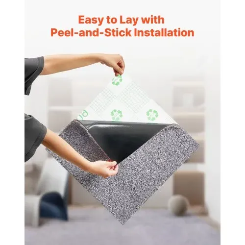VEVOR Teppichfliesen 457,2 x 457,2 x 12 mm, 10er-Pack, selbstklebender Teppichboden mit Fläche von 2,0 m², Teppich Bodenbelag, einfacher DIY-Austausch für Wohnzimmer und Büro, Grau – Bild 3