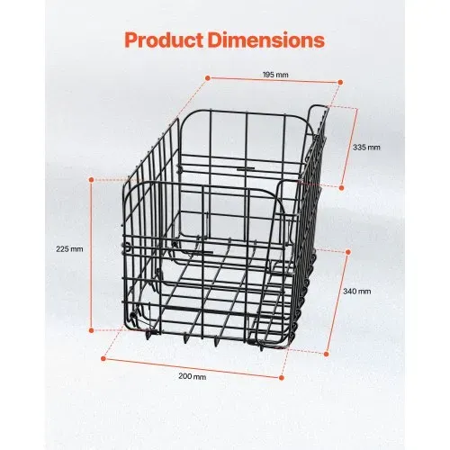VEVOR Fahrradkorb Hinten 340x210x225mm, faltbarer Hinterradkorb mit Gepäcknetz, herausnehmbarer Innentasche & Abdeckung, Gepäckträgerkorb zum Transport von Hunden, Haustieren, Obst & Lebensmitteln – Bild 5