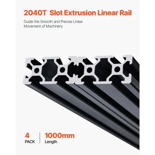 VEVOR 4er Set Aluprofil 1000 mm T-Nut 2040 Aluminium-Strangpressprofil, eloxierte Linearschiene nach europäischem Standard, Nutenprofil für 3D-Drucker, CNC-Maschine DIY, Lasergravur, Schwarz VEVOR 4er Set Aluprofil 1000 mm T-Nut 2040 Aluminium-Strangpressprofil, eloxierte Linearschiene nach europäischem Standard, Nutenprofil für 3D-Drucker, CNC-Maschine DIY, Lasergravur, Schwarz