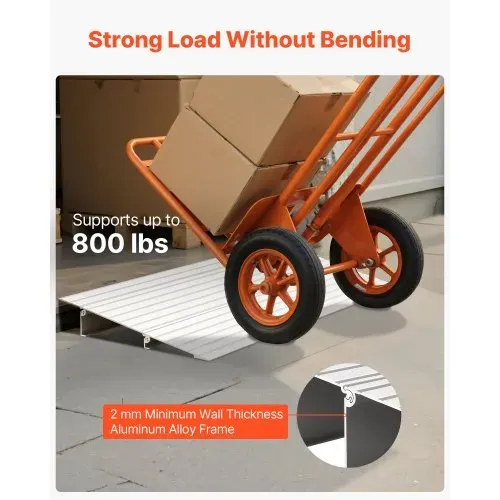 VEVOR Türschwellenrampe, 296x864x59 mm, Rollstuhlrampe aus Aluminiumlegierung mit einer Tragkraft von 360 kg, Bordsteinrampe für Heimtreppen für Rollstühle Roller Gehhilfen Fahrräder Dreiräder – Bild 2