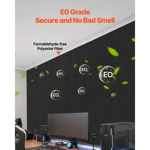VEVOR 5er-Pack Akustikpaneele mit Selbstklebeband, 1200x600x10 mm schalldichte Schaumstoffplatten, Akustik Wandpaneele aus Polyesterfaser, für Zuhause, Studio, Büro, Theater, Schwarz – Bild 3